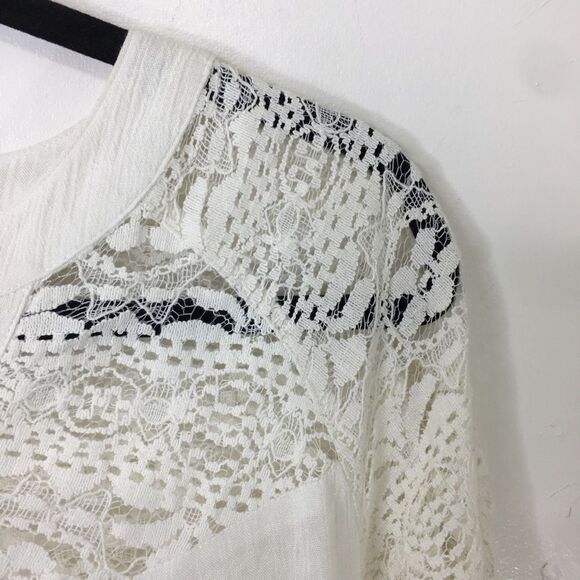 Chicos‎ Top Hi Lo Lace Ivory Ecru Size 1 Pullover - Picture 4 of 10